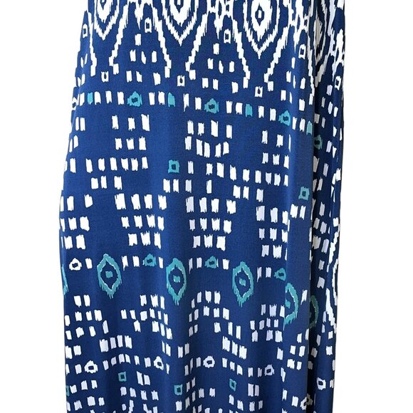 Tori Richard Honolulu Hawaii Racerback Maxi Dress Blue Sleeveless M Geometric - Picture 3 of 8
